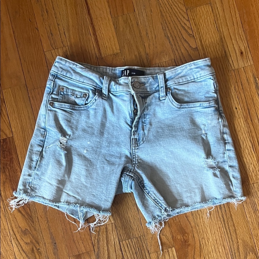 GAP Light Wash Distressed Denim Shorts